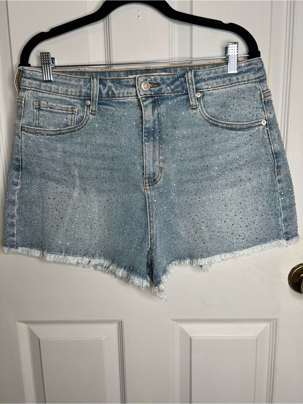 Altar'd State Light Blue Shorts with Silver Rhinestone Studs - Picture 11 of 11